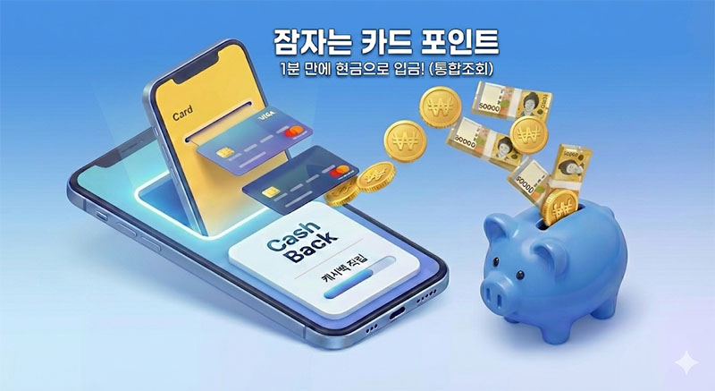 카드포인트 통합조회 서비스로 포인트를 현금으로 바꾸는 스마트폰 화면