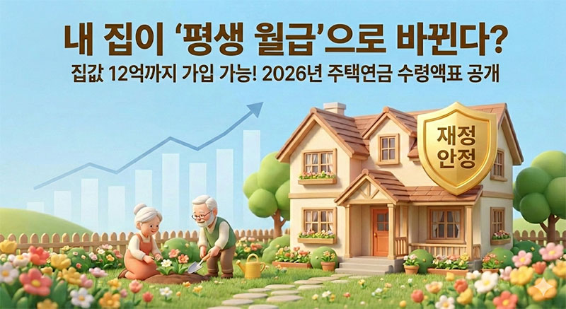 내 집을 지키면서 평생 월급을 받는 2026년 주택연금 가입 부부의 평화로운 모습
