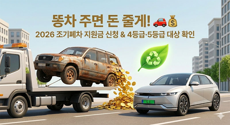2026년 조기폐차 지원금을 받고 노후 경유차를 친환경 신차로 교체하는 모습