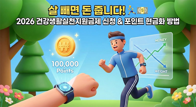 건강생활실천지원금제에 참여하여 운동을 하고 국민건강보험공단 포인트를 적립받는 모습