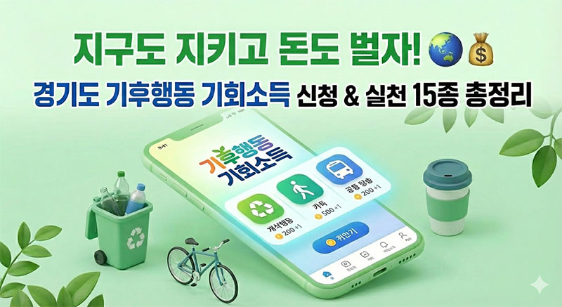 2026년 경기도 기후행동 기회소득 앱을 통해 친환경 실천 포인트를 적립하는 모습
